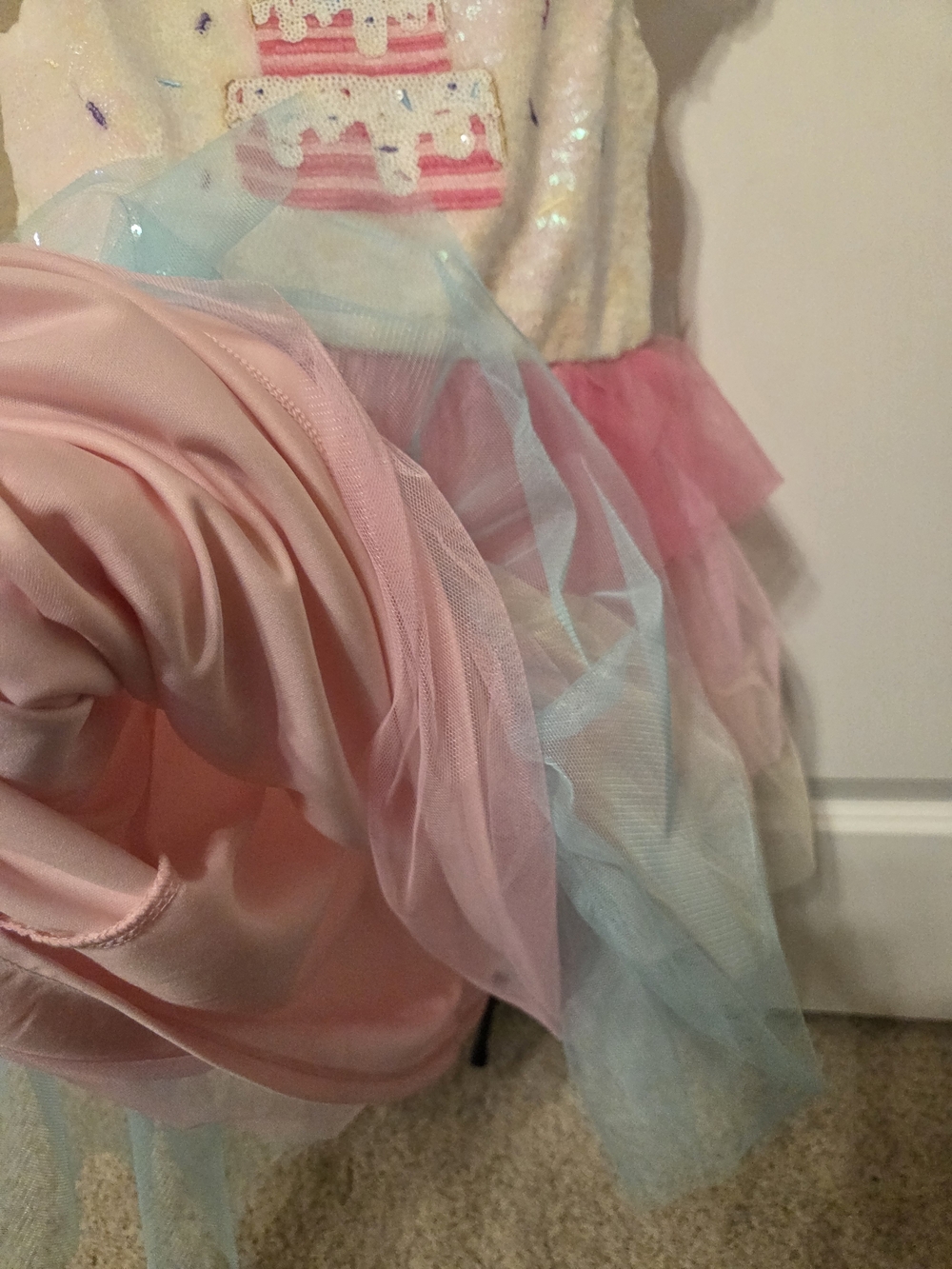 Girls' Pink Sequin Birthday Cake Tulle Party Costume Dress - Picture 4 of 5